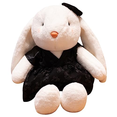 KOMBIUDA Kleine Weiße Kaninchenpuppe Ausgestopfter Hase Häschenspielzeug Für Mädchen Spielzeugkaninchen Häschen Zeug Nettes Gefülltes Kaninchenkissen Hasenfigur Pp Baumwolle Black von KOMBIUDA