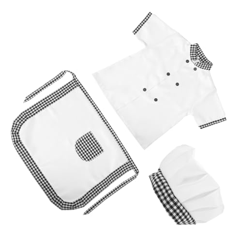 KOMBIUDA Kochkostüm mit Schürze und Kochmütze Kurzärmeliges Kariertes mit Taschen für Rollenspiele und Kochen für Zuhause und Partys von KOMBIUDA