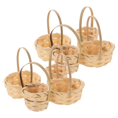 KOMBIUDA Niedliche Körbe Picknickkorb Mini-gewebekörbe 10er-Set Puppenhauskisten in Runder Form von KOMBIUDA
