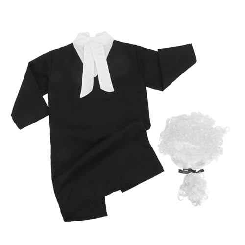 KOMBIUDA Kostüm Weicher Atmungsaktiver Stoff Schnelle An Ausziehfunktion Wiederverwendbar Langärmeliger Richterumhang mit Perücke für Kindergarten Rollenspiel Halloween Festlichkeiten von KOMBIUDA