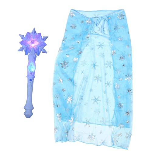 KOMBIUDA Leuchtendes Schneeflocken Zauberstab mit Prinzessin Cape für Mädchen Teiliges Kinderkostüm Accessoire Sicheres Kreatives Partyspielzeug und Faschingsumhang KOMBIUDA Leuchtendes Schneeflocken Zauberstab mit Prinzessin Cape für Mädchen Teiliges Kinderkostüm Accessoire Sicheres Kreatives Partyspielzeug und Faschingsumhang von KOMBIUDA