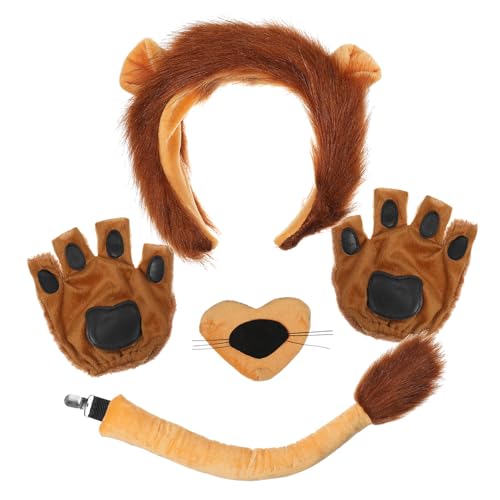KOMBIUDA Löwen Kostüm mit Ohren Nase und Pfoten aus Hochwertigem Stoff Realistisches Tier Cosplay Zubehör für Dress Up Party Halloween und Karneval KOMBIUDA Löwen Kostüm mit Ohren Nase und Pfoten aus Hochwertigem Stoff Realistisches Tier Cosplay Zubehör für Dress Up Party Halloween und Karneval von KOMBIUDA