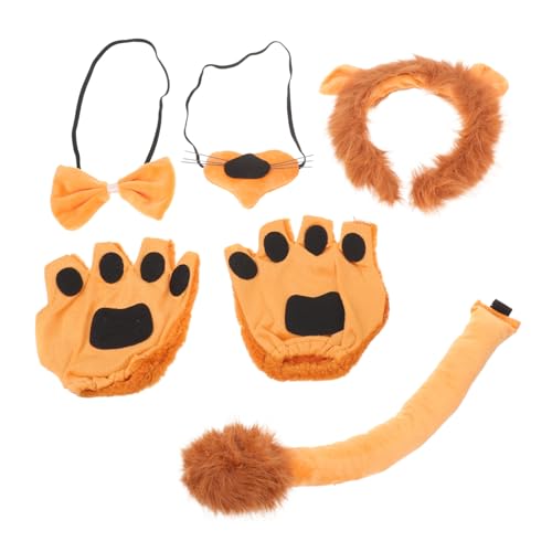KOMBIUDA Löwenkostüm mit Haarreif Pfotenhandschuhen und Schleife Realistisches Zoo-cosplay Zubehör für Halloween Karneval und Rollenspiele KOMBIUDA Löwenkostüm mit Haarreif Pfotenhandschuhen und Schleife Realistisches Zoo-cosplay Zubehör für Halloween Karneval und Rollenspiele von KOMBIUDA