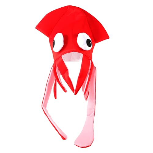 KOMBIUDA Lustiger Squid Hut aus Weichem Velours Einzigartige Kopfbedeckung für Party Karneval Kostüm Vielseitiger und Bequemer Kopfschmuck für Erwachsene von KOMBIUDA