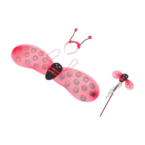 KOMBIUDA Mädchen Bienenkostüm Set mit Flügeln Zauberstab und Haarband Leuchtend Buntes Halloween Dress Up für Weicher Party Faschingsverkleidung von KOMBIUDA