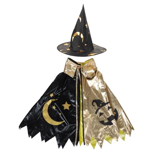 KOMBIUDA Magierkostüm Set mit Sternenprint Kapuze und Umhang Atmungsaktiv und für Halloween Geburtstagsfeiern Kostümpartys und Rollenspiele von KOMBIUDA