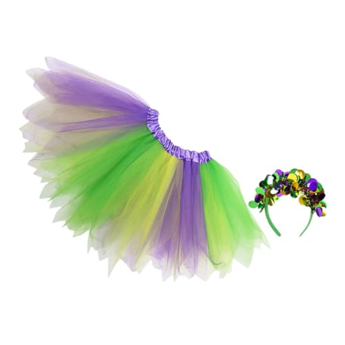 KOMBIUDA Mardi Gras Tutu Damen Karnevalskostüm Atmungsaktiv Leichter Tüllrock mit Kopfband Für Fasching Party Festival Mädchen Kostüm von KOMBIUDA