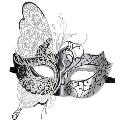 KOMBIUDA Masquerade Schmetterlingsmaske Damen Halbgesichts Maske mit Elastischem Band für Halloween Karneval Maskenball Party Dekoration Schwarz von KOMBIUDA