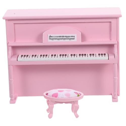 KOMBIUDA Maßstab Elegante Rosa Miniatur Klavier Möbel Detailreiches Musikinstrument Ornament Geeignet für Wohnzimmer und Puppenhaus Dekoration von KOMBIUDA