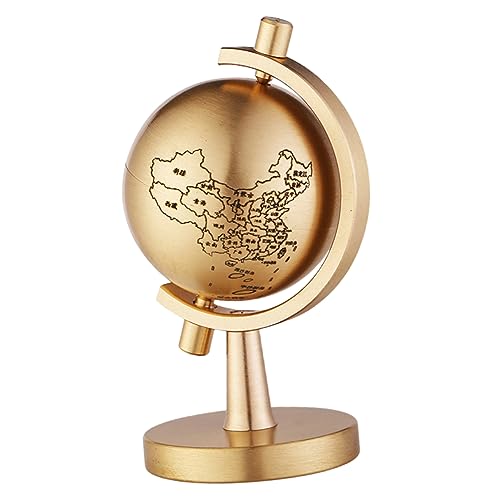KOMBIUDA Messingglobus Schreibtischdekoration Kreatives Büro Heimdekoration Kleine Ornamentsammlung Ornament Mit Sockel Heimbüro Retro von KOMBIUDA