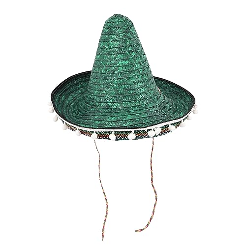KOMBIUDA Mexikanischer Sombrero Jahre Partyhüte Sombrero-hüte Partyhüte Für Erwachsene Cowboy-hut Halloween-piratenhut Piraten-stiefelabdeckungen Cowgirl-hut Kegelförmiger Hut Green Stroh von KOMBIUDA