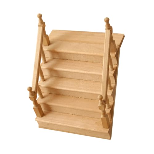 KOMBIUDA Handgefertigte Minitreppe Für Puppenhaus Holztreppe Mit Armlehne Zum Spielen von KOMBIUDA