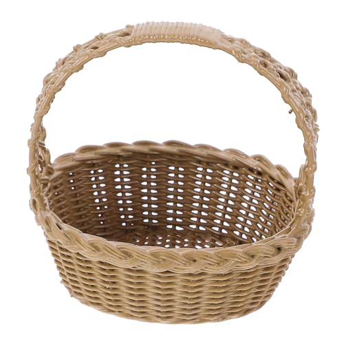 KOMBIUDA Mini-Korb Mini-hausspielzeug Für Miniaturkörbe Modell Mini- Puppenhaus Körbe Flechten Weidenkorb Mini-blumenkorb Gefälligkeiten Korb Mikroszenenkörbe Harz Brown von KOMBIUDA