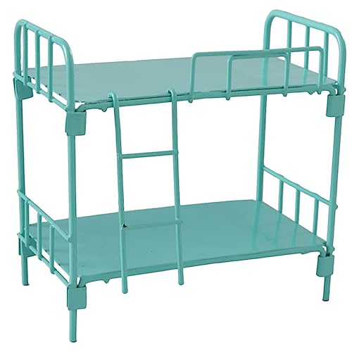 KOMBIUDA Mini - Modell Auf Und Ab Etagenbett Für Puppen Miniaturbett Puppenbett Puppenschlafzimmer - spielset Figurenzubehör Im Maßstab 1 : 12 Puppenschlafzimmerzubehör Legierung Light Green von KOMBIUDA