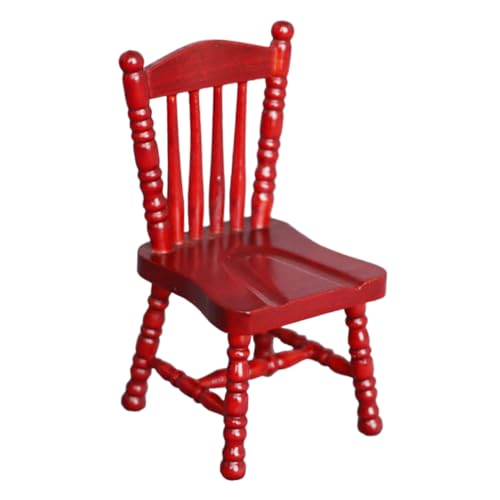 KOMBIUDA Mini Möbel Modell Dekoration Massivholz Esstisch Roter Stuhl Miniaturmöbel Mini-holzstuhl Miniaturen Mini-Stuhl-Modell Kleines Accessoire Aus Holz Essensstuhl Hölzern Statue Birke von KOMBIUDA