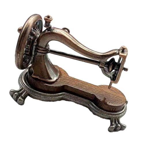 KOMBIUDA Mini-Nähmaschine nähen Stickmaschine Puppe Zubehör tragbar Retro Styles Dollhouse Accessories DIY Modellbau Miniaturmöbel klein Miniatur-Nähmaschinenmodell hölzern Coffee von KOMBIUDA