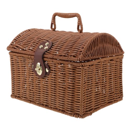 KOMBIUDA Mini Woven Mahjong Box Imitation Rattan Aufbewahrungskorb mit Deckel Rechteckig Dekorativer Boho Stil Tragbar für Zuhause für Mahjong Organisierung und Präsentation KOMBIUDA Mini Woven Mahjong Box Imitation Rattan Aufbewahrungskorb mit Deckel Rechteckig Dekorativer Boho Stil Tragbar für Zuhause für Mahjong Organisierung und Präsentation von KOMBIUDA