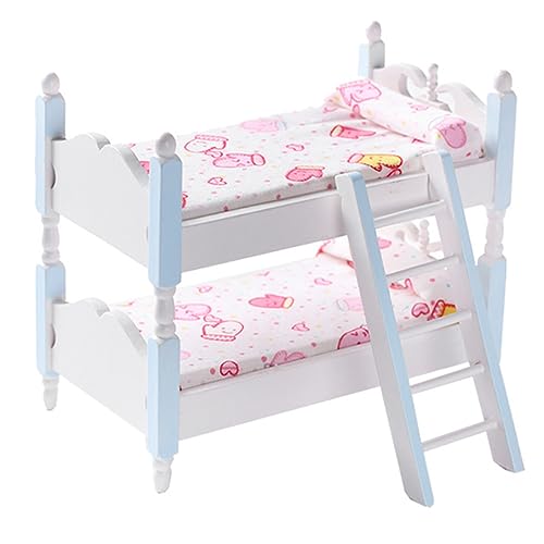 KOMBIUDA Mini-möbelmodelle Im Maßstab 1/12 Puppenhaus-etagenbett Miniaturmöbel Aus Holz Puppenhauszubehör Für Kinder von KOMBIUDA