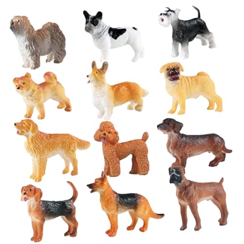 KOMBIUDA 12er-Pack Realistische Hundeornamente Lebensechte Miniatur-welpen-tierfiguren Für Gartendekorationen von KOMBIUDA