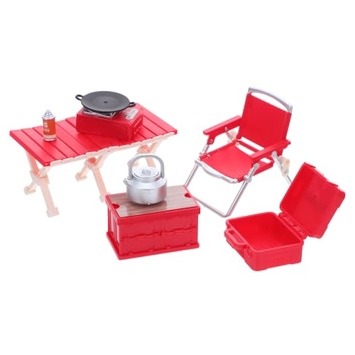 KOMBIUDA Miniatur Puppenhaus Camping Möbel Faltbarer Campingstuhl und Picknicktisch Robustes für Jungen und Mädchen DIY Outdoor Rollenspiel Zubehör Kreatives Lernspielzeug von KOMBIUDA