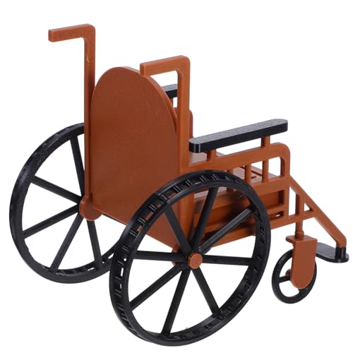 KOMBIUDA Miniatur Wheelchair für Puppen Realistisches für Puppenhaus Medizinisches Zubehör für Bjd Puppen für Rollenspiele und Sammler Braune Ausführung von KOMBIUDA