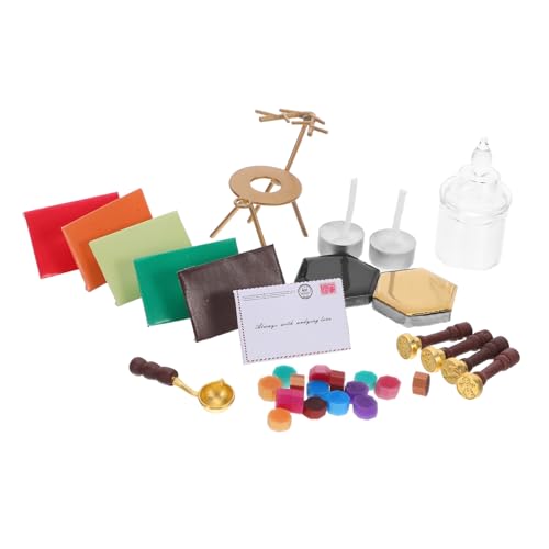 KOMBIUDA Miniatur-wachssiegel-Set mit Wachssiegel-wärmer Realistisches Dollhouse Weihnachts-dekor Robustes DIY Bastelset für Umschläge Einladungen Miniaturbriefversiegelung Tragbar und KOMBIUDA Miniatur-wachssiegel-Set mit Wachssiegel-wärmer Realistisches Dollhouse Weihnachts-dekor Robustes DIY Bastelset für Umschläge Einladungen Miniaturbriefversiegelung Tragbar und von KOMBIUDA