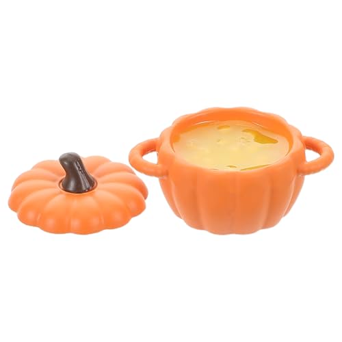 KOMBIUDA Miniaturisierte Kürbissuppe Schüssel Realistische Modellspielzeug für Puppenhaus mit Deckel Herbstdekoration für Miniaturküchen und Sammlungen KOMBIUDA Miniaturisierte Kürbissuppe Schüssel Realistische Modellspielzeug für Puppenhaus mit Deckel Herbstdekoration für Miniaturküchen und Sammlungen von KOMBIUDA