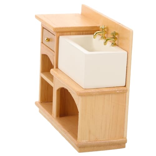 KOMBIUDA Miniaturmöbel Für Puppenhaus Schöner Mini Waschbeckenschrank Für DIY Mini Hausdekoration Als Accessoire Für Schlafzimmer Und Fotorequisiten von KOMBIUDA