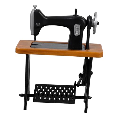 KOMBIUDA Miniaturnähmaschine Nähmaschine Für Anfänger Miniaturnähen Miniatur-nähpuppe Puppenhaus-Ornamente Miniatur-puppenhauszubehör Mini-nähmaschinenmodell Miniaturmöbel Abs Black von KOMBIUDA