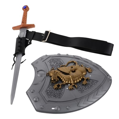 KOMBIUDA Mittelalterliches Ritterschwert mit Schild Schwertscheide und Gürtel Renaissance Cosplay Zubehör für Wikinger Piraten Kostüm Halloween und Bühnenauftritte KOMBIUDA Mittelalterliches Ritterschwert mit Schild Schwertscheide und Gürtel Renaissance Cosplay Zubehör für Wikinger Piraten Kostüm Halloween und Bühnenauftritte von KOMBIUDA