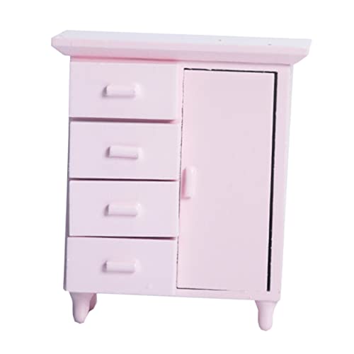 KOMBIUDA Möbel Mit Einer Tür Und Vier Schränken Miniaturschrank Möbel Für Puppenstubenschränke Mini-möbel Minischrank Mini-hausschrank Zubehör Für Puppenhäuser Puppenstubenmöbel Holz Rosa von KOMBIUDA