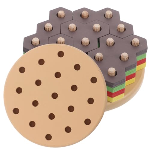 KOMBIUDA Montessori Holz Burger Stapelspielzeug Geometrische Formen Puzzle Fördert Feinmotorik und Problemlösungsfähigkeiten Lernspielzeug für Vorschulkinder für Jungs und Mädchen KOMBIUDA Montessori Holz Burger Stapelspielzeug Geometrische Formen Puzzle Fördert Feinmotorik und Problemlösungsfähigkeiten Lernspielzeug für Vorschulkinder für Jungs und Mädchen von KOMBIUDA