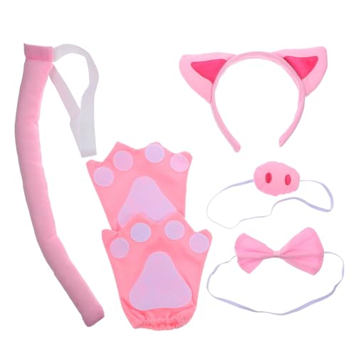 KOMBIUDA Niedliches Schwein Cosplay mit Ohr Haarreif Rosa Fliege und Handschuhen Tierisches Kostüm Zubehör für Halloween Karneval Party und Bühnenauftritte KOMBIUDA Niedliches Schwein Cosplay mit Ohr Haarreif Rosa Fliege und Handschuhen Tierisches Kostüm Zubehör für Halloween Karneval Party und Bühnenauftritte von KOMBIUDA