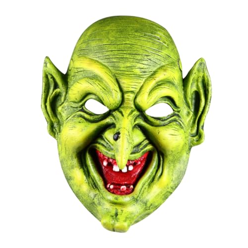 KOMBIUDA PU-Schaum böse Horror Hexenmaske Halloween-Horrormaske Halloween Prop Requisiten für Halloween-Kopfmasken Halloween-Gesichtskopfmaske Erdfarben Kleidung Haube von KOMBIUDA
