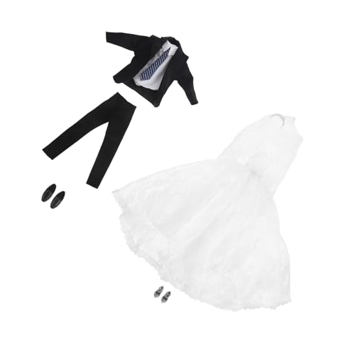 KOMBIUDA Puppen Hochzeitsoutfit Brautkleid Weißer Tüllrock Brautpuppe Bräutigam Anzug Business Anzug Schuhe Für Geburtstag Party KOMBIUDA Puppen Hochzeitsoutfit Brautkleid Weißer Tüllrock Brautpuppe Bräutigam Anzug Business Anzug Schuhe Für Geburtstag Party von KOMBIUDA