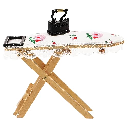 KOMBIUDA Miniatur Bügelbrett Für Puppenhäuser Spielzeug Bügelset Mit Dampfbügeleisen Dekoration Für Feengärten Und Miniaturmöbel Und Langlebig von KOMBIUDA