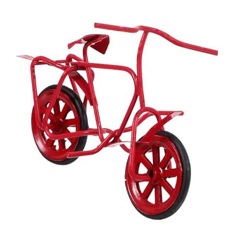 KOMBIUDA Puppenhaus Fahrrad Party Dekoration Mini-Puppenhaus Bausatz Retro Kind Mini-Kunstfahrrad kleines Fahrrad Miniaturfahrrad Fahrradmodell Ornament kleine Fahrradverzierung Eisen rot von KOMBIUDA