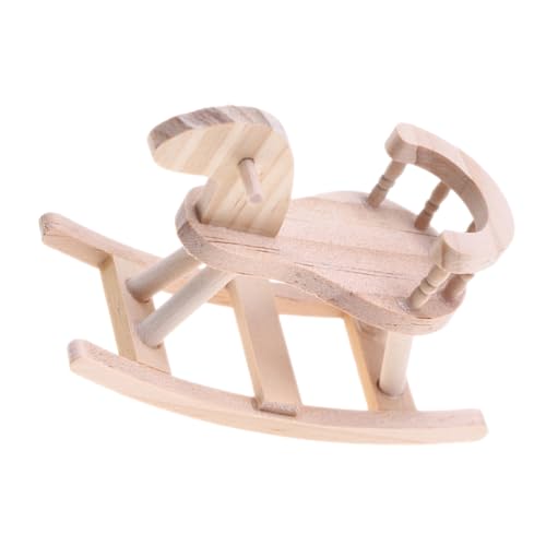 KOMBIUDA Puppenhaus-Modell Schaukelpferd aus Holz Puppenhaus-Möbelornament Modelle Miniatur-Pferdestuhl Babystuhl aus Holz Schreibtisch Dekorationen Ponystuhl Holzstuhl schmücken hölzern von KOMBIUDA