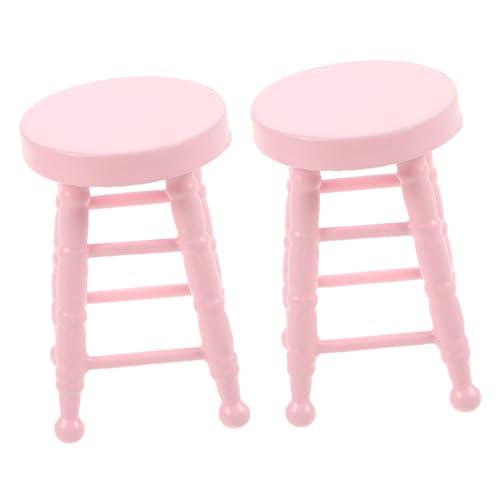 KOMBIUDA Puppenhaus Möbel Runde Hohe Beine Robuster Hocker Für Bar Wohnzimmer Micro Szene Dekoration Rosa von KOMBIUDA