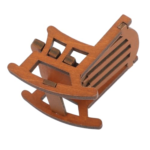 KOMBIUDA Puppenhaus Schaukelstuhl Wohndekor Vintage Strandstuhl Stühle Mini Schaukelstuhl Möbelzubehör Miniatur Schaukelstuhl Für Figuren Puppenhaus Birke Kaffee von KOMBIUDA