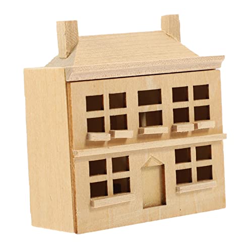 KOMBIUDA Puppenhausdekoration Mini Modellhaus Häuser winzig bastelset basteln für mädchen tun so, als würden sie Holz von KOMBIUDA