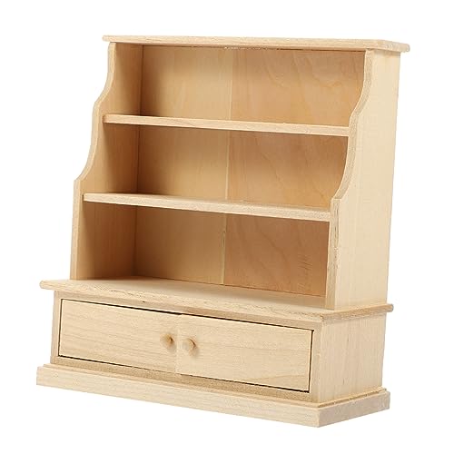 KOMBIUDA Puppenhausdekoration Mini-Hausaccessoire Mini-Holzmöbel-Ornament Puppenhaus aus Holz Bücherregal Mini-Schrankverzierung Mini-Hausmöbel Lagerung Zubehör Schließfach Kabinett Modell von KOMBIUDA