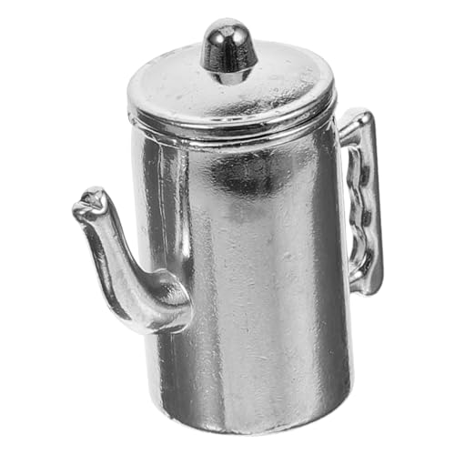 KOMBIUDA Puppenhausmöbel -Wasserkocher Mini-Kaffeekanne Requisite sicher Mini wasserkocher Küchenzubehör vortäuschen Mini-Wassertopf Kaffeetasse Modell Metall Ornamente von KOMBIUDA