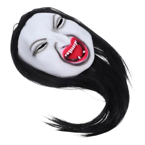 KOMBIUDA Realistische Horror Maske mit Langem Haar Atmungsaktives Halloween Gesicht für Frauen Gruseliges Cosplay Headgear für Partys Karneval und Bühnenauftritte KOMBIUDA Realistische Horror Maske mit Langem Haar Atmungsaktives Halloween Gesicht für Frauen Gruseliges Cosplay Headgear für Partys Karneval und Bühnenauftritte von KOMBIUDA