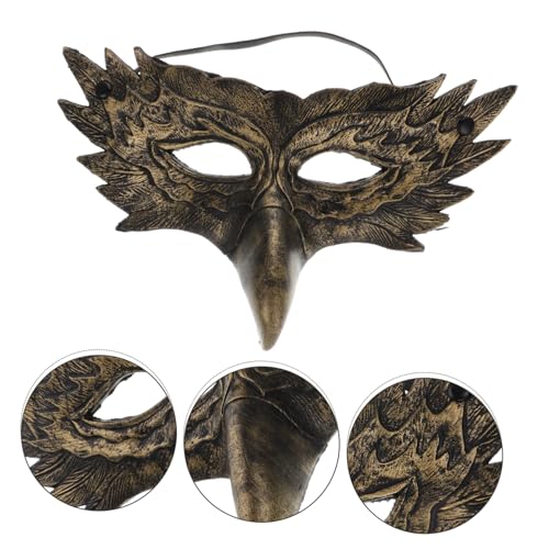 KOMBIUDA Realistische PU Halbmaske für Cosplay und Maskenball Leichte Atmungsaktive Tiermaske als Party Foto Requisite Goldfarbene Tiergesichtsmaske für Karneval und Themenfeste von KOMBIUDA