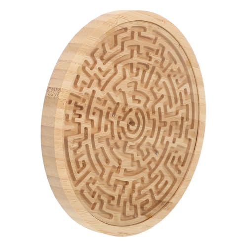 KOMBIUDA Rundes Holz Labyrinthspiel Lernspielzeug Balance Trainingsbrett Tragbares Puzzle für Vorschulkinder von und Räumlichem von KOMBIUDA
