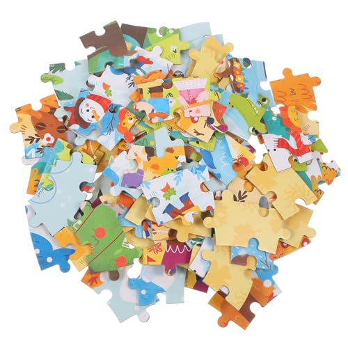 KOMBIUDA Rundes Holzpuzzle für Kleinkinder Tierpuzzle mit Bunten Cartoon Mustern Fördert Handwerkliche Fähigkeiten und Lernspaß für Ab Jahren von KOMBIUDA