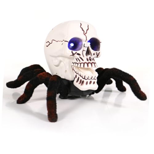 KOMBIUDA Schädelverzierung Halloween Krabbeln Horror batterien akkus игрушки witziges battetrien arachlochkimd Creeps Toys orgie ziehen um Streich Spinne Fernbedienung klein Brown von KOMBIUDA