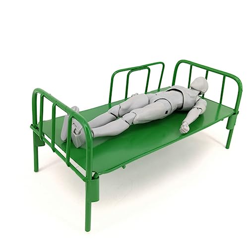KOMBIUDA Simuliertes Bettmodell Für Schlafszenen-Dekoration Grünes Eisenbett Für Soldaten-dormitorien Zubehör Für Kinderzimmer Und Puppenmöbel von KOMBIUDA