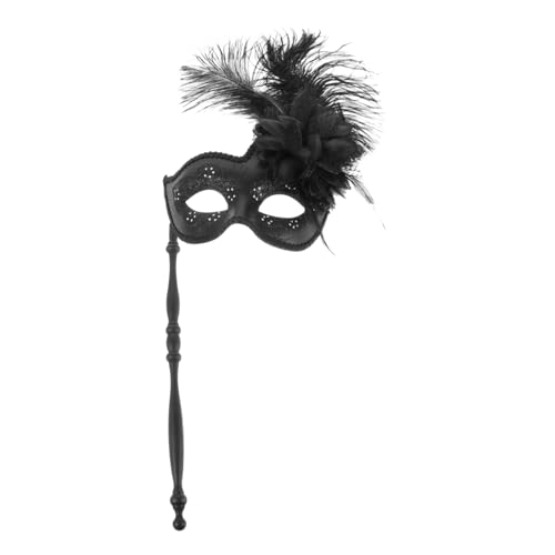 KOMBIUDA Schwarze Venezianische Masquerade Halbgesichts Stab Maske mit Federn Leichte und Langlebige Karneval Kostüm Party Dekoration für Halloween Maskenball und Cosplay KOMBIUDA Schwarze Venezianische Masquerade Halbgesichts Stab Maske mit Federn Leichte und Langlebige Karneval Kostüm Party Dekoration für Halloween Maskenball und Cosplay von KOMBIUDA
